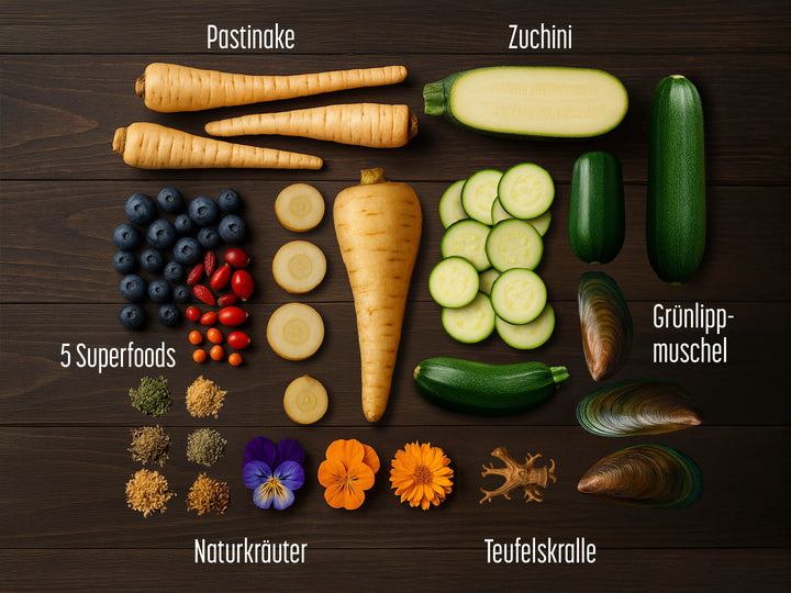 Vegetarisch mit Pastinake, Zucchini, Superfoods und Naturkräuter