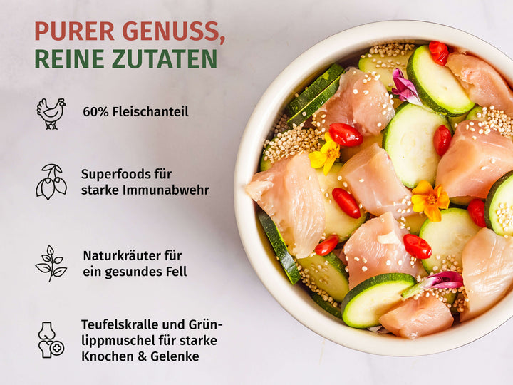 Huhn mit Zucchini, Amaranth und Goji-Beeren