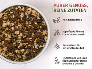 Pferd mit Pastinake, Zucchini, Superfoods und Naturkräuter