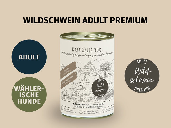 Wildschwein mit Karotte und Naturkräuter