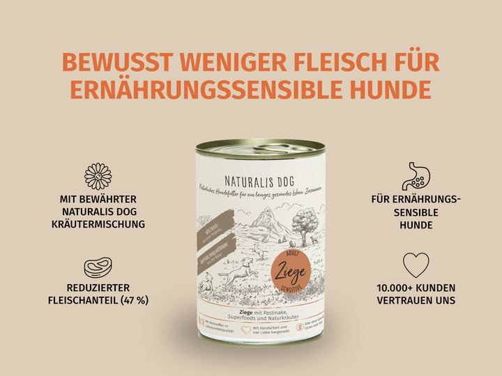 Ziege mit Pastinake und Naturkräuter